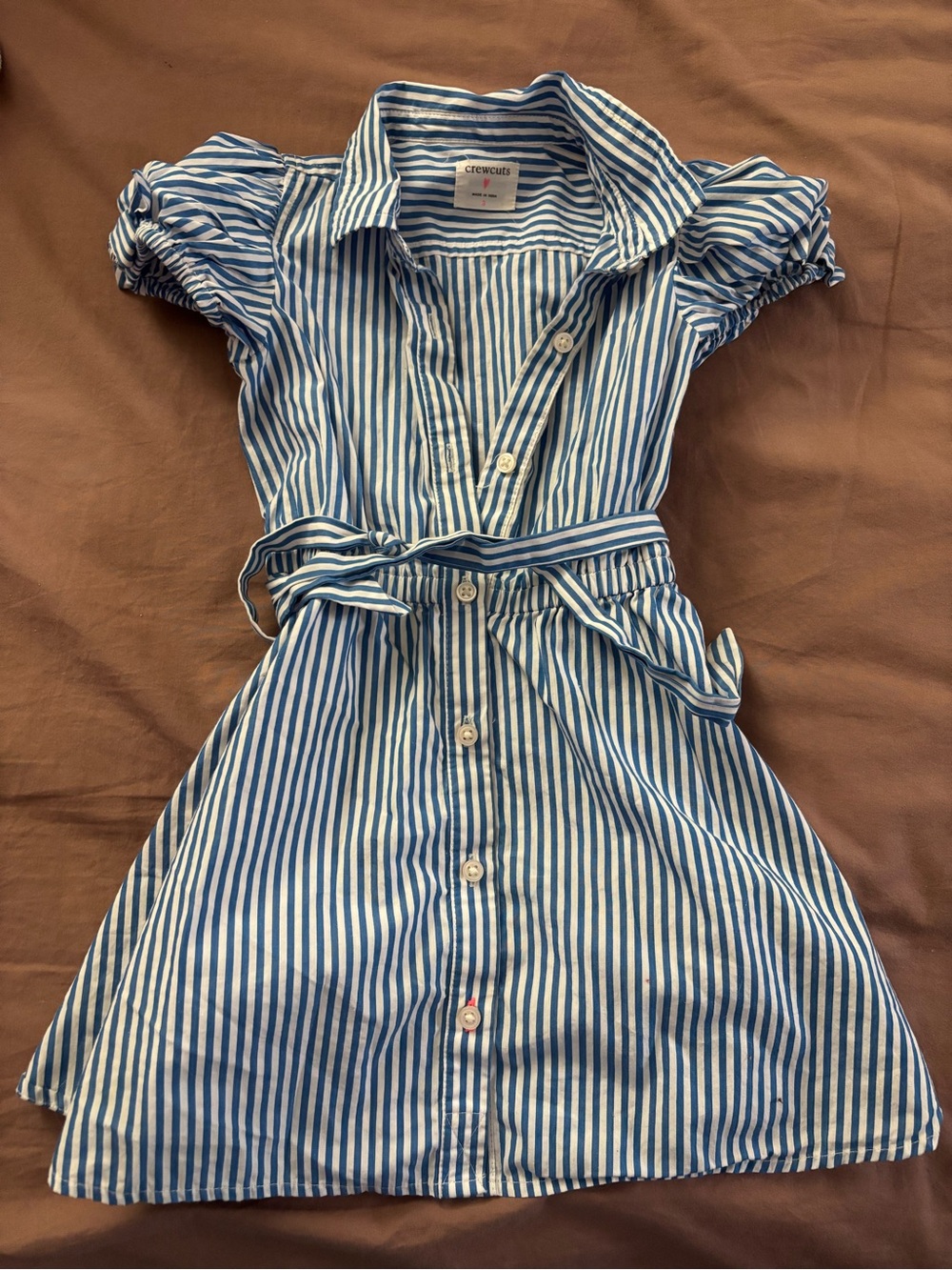 Crewcuts Blue and White Striped Shirt Dress Mint